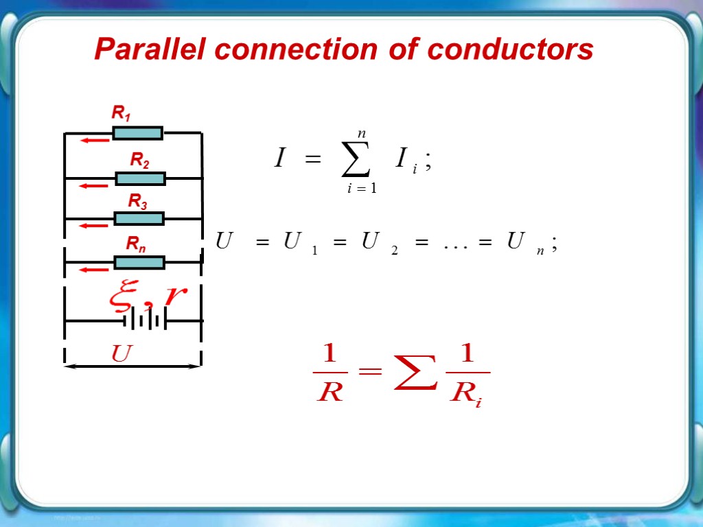 Parallel connection of conductors